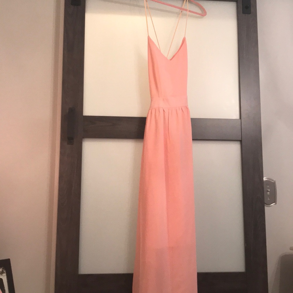 Pink long dress open back